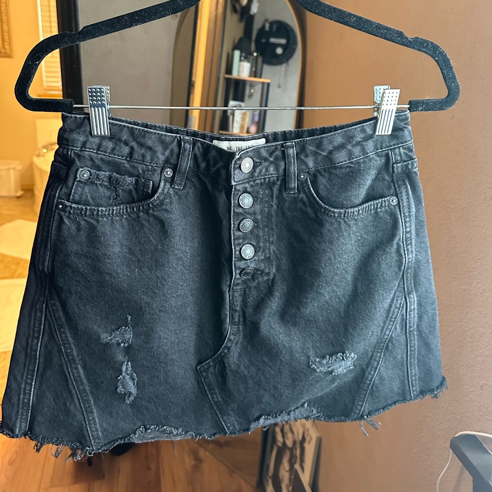 Free People / We The Free - Distressed Denim Mini Skirt
